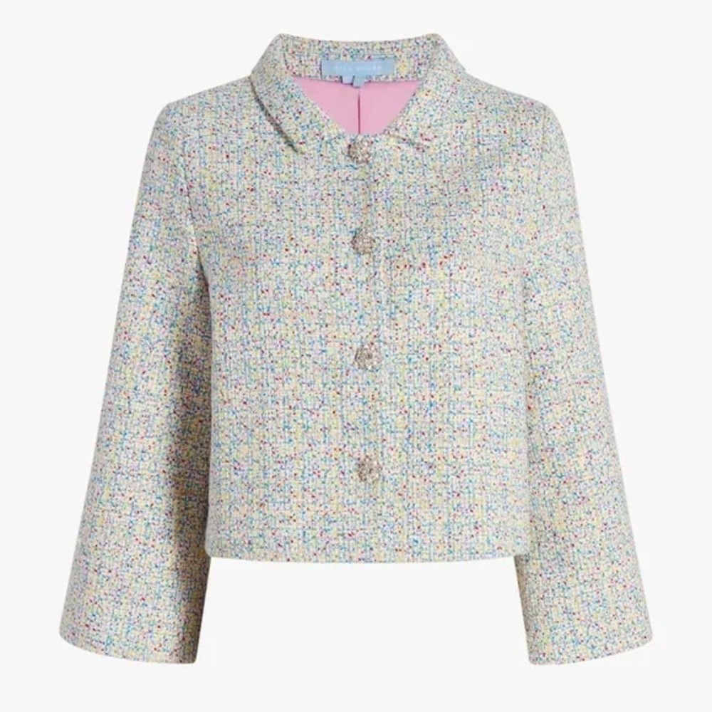 Hill House Bea Rainbow Multicolor Tweed Jacket Small